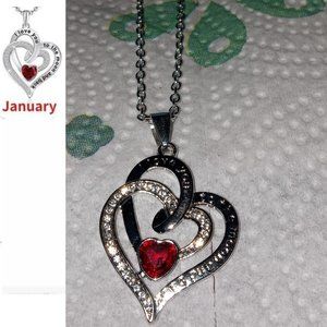 Brand New Women's January Birthstone  Fashion Heart Necklace Pendant